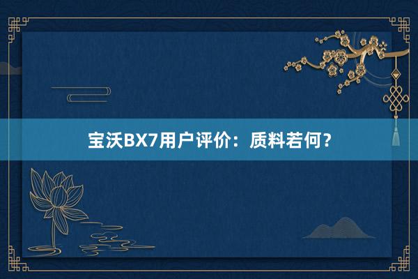 宝沃BX7用户评价：质料若何？